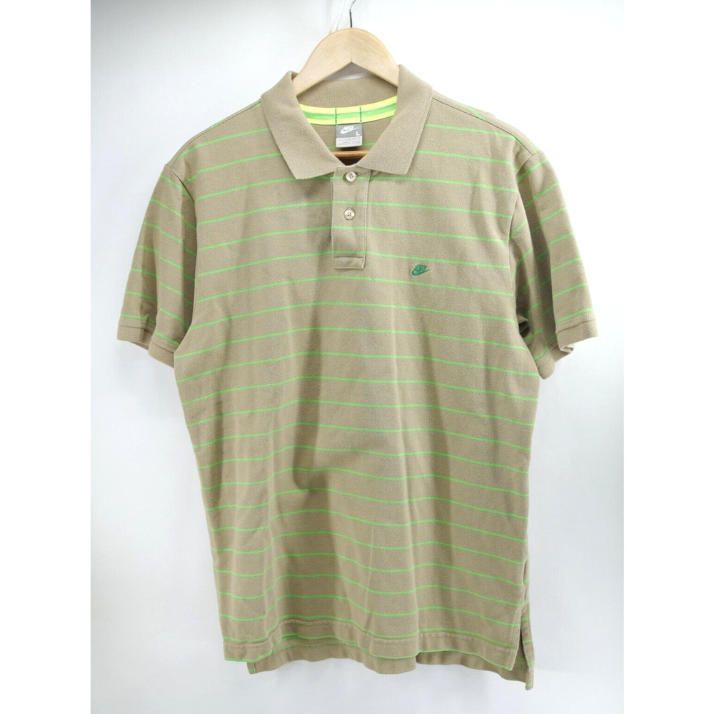 Nike Polo  Size L Mens Olive Drab Short Sleeve 100%‎ Cotton Shirt